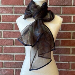 Bernie Of New York 100% Silk Sheer Paisley Large Scarf 24”x70”NEW Made in USA